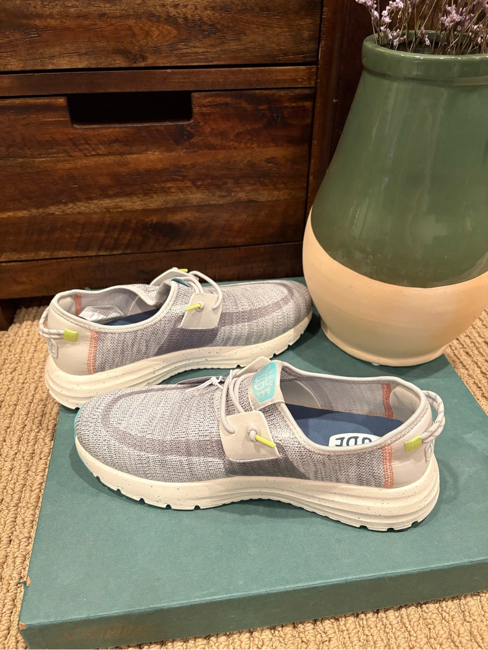 Hey Dude Sirocco Speckle Grey Neon Women’s Shoes NWT - Picture 7 of 16